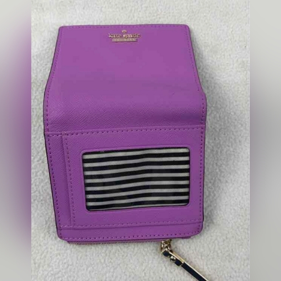Kate Spade New York Adalyn Purple Zipper Leather Lined Wristlet Wallet - Picture 4 of 10